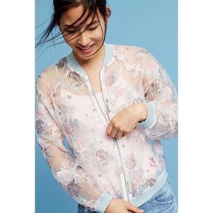 Anthropologie Maeve Sheer Floral Bomber Jacket NWT M